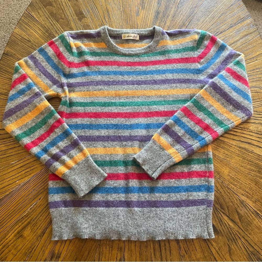 Rare Vintage 80’s Colorful Striped Crew Neck Sweater